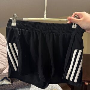 adidas Black Women's Athletic Shorts with White Three-Stripes